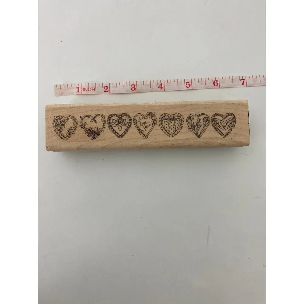 Vintage Wood Rubber Stamp Hearts I Love You Scrapbooking Crafts